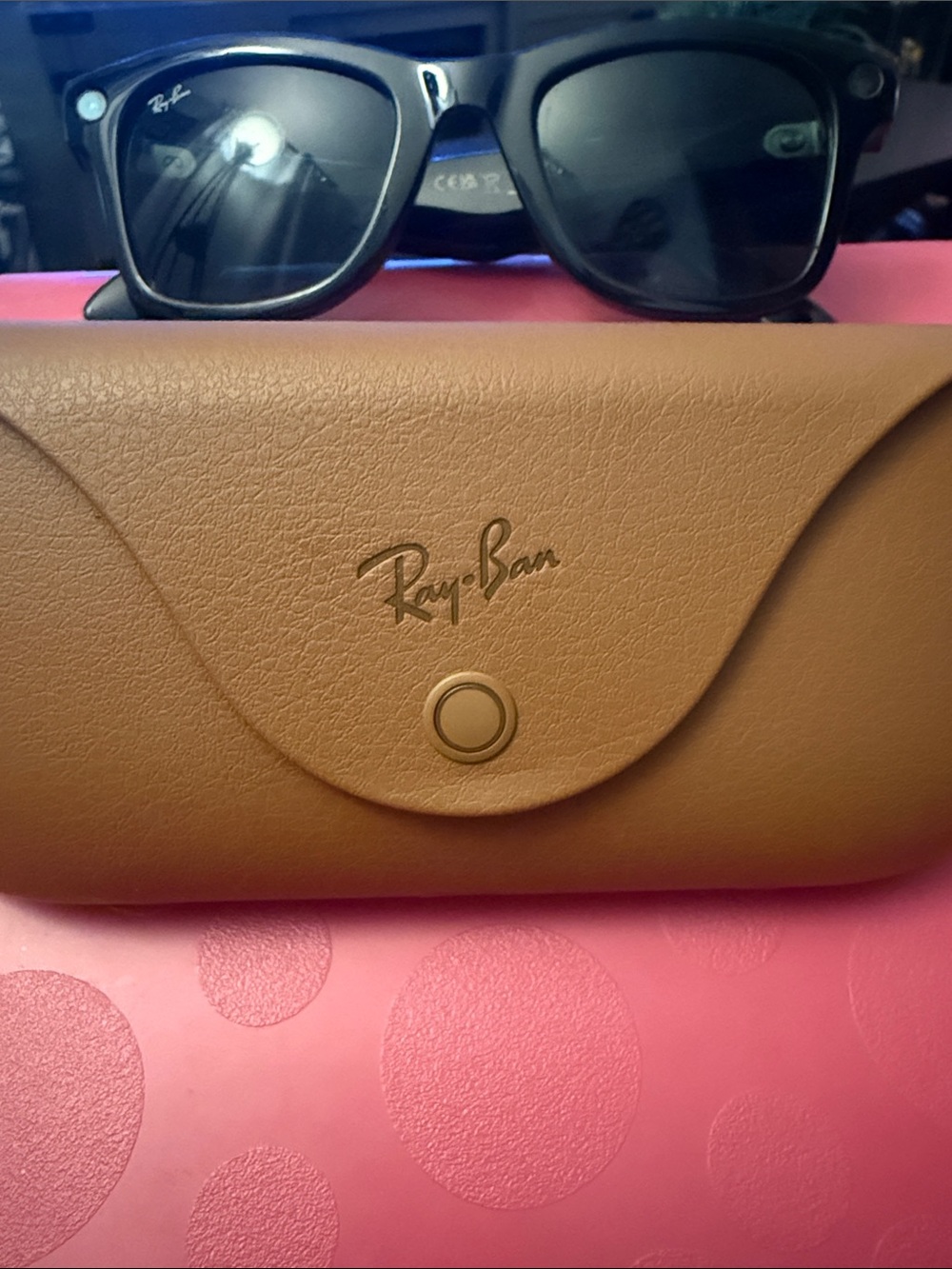 Sunglasses case on box